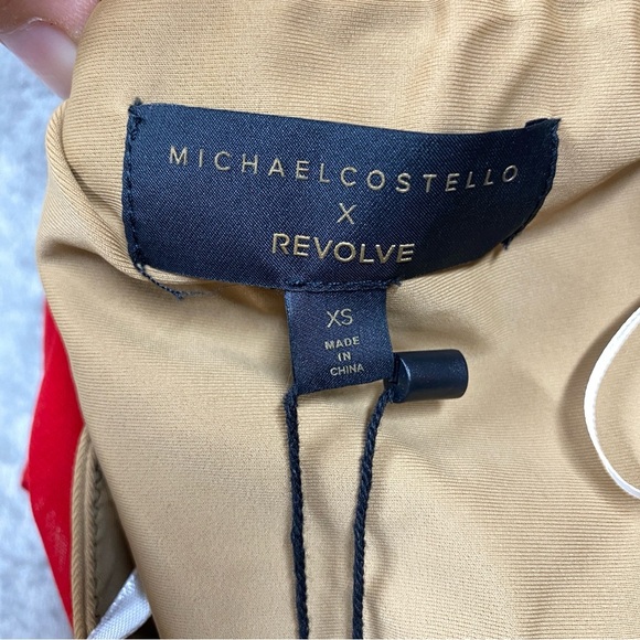 NEW Michael Costello Revolve Follie Gown Ruched Mesh Back Tie Sz XS Red - Picture 11 of 13